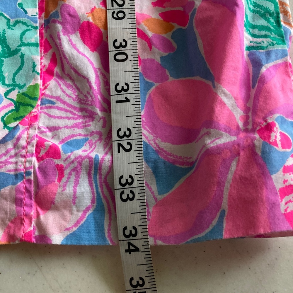 Lilly Pulitzer Pink Floral Sleeveless Shift Dress with White Trim - Picture 9 of 9